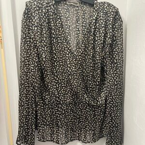 Pleione Black and Cream Floral Blouse